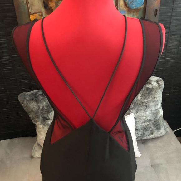 ***SOLD - NOT FOR SALE **bodycon black lace low back Vegas cocktail party sexy - Picture 6 of 9